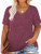 Plus Size Tops for Women 3X Side Split Lightweight Tee Shirts Wine Red 22W
