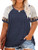 Womens Plus Size Shirts Short Sleeve Tops Trendy Casual Tunic Navy Blue 4X 26W
