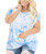 CARCOS Womens Tie Dye Plus Size Knotted Tops 3X Short Sleeve Skye Blue Summer Shirts Crewneck Blouses Twist Knot Tees Blue and White Tunics Casual Loose Fit 3XL 22W 24W