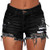 Yyibsones Women's Casual Ripped Stretchy Denim Shorts Frayed Raw Hem Shorts Jeans -Black, M, m-
