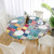 Moroccan Round Table Cover 40", Patchwork Pattern with Different Colorful Arabic Figures Original Tunisian Artful Farmhouse Tablecloth Outdoor Patio Decor