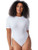 ROMWE Women's Plus Size Short Sleeve Round Neck Plain T Shirt Bodysuit Jumpsuit White 3XL