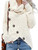Kidsform Women's Chunky Turtle Cowl Neck Button Sweater Asymmetric Hem Wrap Pullover Sweater Coat White XL