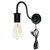 STGLIGHTING Minimalist Single Socket Vintage Industrial Loft Style 1-Light Wall Sconce E26 UL Certification Plug-in Button Switch Cord Lighting Black Bulb Included