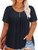 Plus Size Tops for Women 3X Summer Shirts Henley Neck Tunics Navy Blue 22W