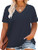 Plus Size Womens Tops Casual Summer V Neck T Shirts 3X Dark Blue 24W