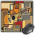 Mouse Pad Gaming Functional Music Thick Waterproof Desktop Mouse Mat Funky Fractal Geometric Square Shaped Background with Acoustic Guitar Figure Art,Multicolor Non-slip Rubber Base