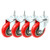 4 Pack Caster Wheels Swivel Stem On Red Polyurethane Wheels -4 inch stem-
