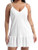 iiniim Women's Casual V-Neck Spaghetti Strap Sleeveless Dress Summer Beach A line Swing Sundress White Medium