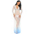 COSYOU Sexy Deep V-Neck Long Sleeve Lace Dress Beach Maxi Dress Photography Dress for Photo Shoot Party Dress -M, White Blue- COSYOU Sexy Deep V-Neck Long Sleeve Lace Dress Beach Maxi Dress Photography Dress for Photo Shoot Party Dress -M, White Blue-