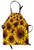 Lunarable Sunflower Apron, Vintage Rustic Grunge Sunflowers Field Blooms Botanical Natural Petals, Unisex Kitchen Bib Apron with Adjustable Neck for Cooking Baking Gardening, Earth Yellow Ginger
