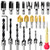 MEIGGTOOL 23pcs Woodworking Chamfer Drilling Tool, 8pcs Wood Plug Cutter Drill, 7pcs Three Pointed Countersink Drill Bit with L-Wrench, 6pcs 1/4" Hex 5 Flute 90 Degree Countersink Drill Bits