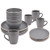 16 Piece Ceramic Dinnerware Set Service for 4, Gray, Dinnerware Sets Including Dinner Plates Dessert Plates Fruit Bowls Mugs Tableware Set for Daily Use