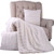 BOON Rabbit Fur Throw with 2 Pillow Combo Set, 50" x 60", Bright White