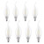 Lxcom Lighting LED Candelabra Light Bulb 4W Dimmable Filament LED 40W Equivalent Light Bulb E12 Base LED Candle Bulbs C35 Frosted Glass Flame Shape Bent Tip Daylight White 6500K, 8 Pack