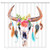 AMNYSF Feather Shower Curtain Watercolor Bull Skull with Feathers Flowers Decor White Fabric Bathroom Curtains,70x70 Inch Waterproof Polyester with Hooks