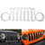 Airain for 2018 2019 Jeep Wrangler JL Mesh Grille Grill Insert+Headlight Turn Light Cover Trim