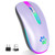 FUWANG Wireless Mouse,Rechargeable LED Wireless Bluetooth Mouse,Portable USB Optical 2.4G Wireless Bluetooth Two Mode Computer Mice with USB & Type-c Receiver(Light Purple)