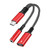 USB C to 3.5mm Headphone and Charger Adapter,2 in 1 USB C to Aux Audio Jack with PD 60W Fast Charging Dongle Cable Cord,Compatible with Samsung Galaxy S23 S22 S21 S21+, Google Pixel 6 5 4 3 XL (Red)