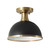 Globe Electric 60461 Beckett 1-Light Semi-Flush Mount Ceiling Light, Matte Black, Matte Brass Accents