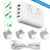 Sokoo Power Converter 220V to 110V, International Voltage Converter for Hair Straightener/Curling Iron, Step Down Universal Travel Adapter Europe UK/AU/US/in, 2Outlet, 4Port USB Charger QC3.0 White