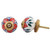 Indian Shelf 4 Pieces Pulls and Knobs Gold | Flower Kitchen Pulls for Cabinets | Shabby Chic Knobs Red | Door Knobs for Kitchen Cabinets Ceramic | Kids Drawer Knobs | Dresser Hardware Knobs