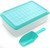 Ice Cube Tray With Lid & Bin | BPA Free Ice Tray For Freezer With Cover, Container & Scoop | No Spill Stackable Ice Cube Trays With Easy Release | Perfect for Cocktails & Whisky (Aqua)