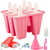 Silicone Popsicle Molds, 6 Pieces Ice Pop Molds, BPA Free Popsicle Mold Reusable Easy Release Ice Pop Maker, Popsicle Mould with Cleaning Brush and Silicone Funnel, Popsicle Molds (Pink)