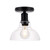 Ledsyonda Industrial Semi Flush Mount Ceiling Light, Modern Clear Glass Light Fixture, Black Pendant Ceiling Light, Farmhouse 7.4" Ceiling Light Fixtures for Hallway Bedroom Kitchen Entryway Porch