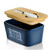 Hasense Butter Dish with Bamboo Lid and Knife, Large Butter Keeper Container for Counter, Airtight Butter Holder with Cover for Kitchen, Blue