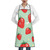 TOMPPY Lovely Strawberry Printed Apron Waterproof Kitchen Apron For Women Adjustable Waist Cooking Apron With Pockets Suitable For Home Kitchen Cooking Waitress Chef Grill Apron