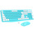 Wireless Mouse & Keyboard Combo, 2.4 GHz Full-Sized Keyboard and Mouse with USB Receiver, 3 Level DPI Adjustable Wireless Mouse for Windows, Mac OS Laptop/PC, Blue+White