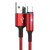 Trusway USB Type C Cable 3A Fast Charging 5A Micro USB Type-C Fast Charging Data Transfer Braided Cable Cord Compatible with Android iOS Red-2M Type-C^