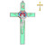 rnuie Jesus Crucifix Cross Metal Wall Decor,Saint Benedict Cross Pendant Christian Decor,Religious Wall Decor Cross for Home,Church,Catholic Gift-7.67Inch (Green)