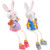 NOLITOY Easter Bunny Figurine 2pcs Easter Shelf Sitters Bunny Figurines Rabbit Statues Animal Sculptures with Dangling Legs for Cake Decor Car Dashboard Shelf Office Countertop