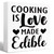 Kitchen Wood Box Signs,Cooking is Love Made Edible Kitchen Wood Block Signs with Sayings for Kitchen Table Decor,Funny Kitchen Sign Decor for Shelf Counter