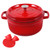 Enameled Cast Iron Dutch Oven Pre-seasoned Pot with Lid & Handles, 4 Quart Enamel Coated Cookware Pot with Silicone Handles and Mat for Cooking, Basting, or Baking, Red