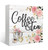 Mtrgdn Coffee and Tea Floral Coffee Wood Box Sign Desk Decor Funny Coffee Tea Wooden Box Block Sign Decorations for Coffee Tea Bar Wall Tabletop Desk Decor Coffee and Tea Lover Gift