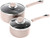 Utopia Kitchen Nonstick Saucepan Set - 1 Quart and 2 Quart - Glass Lid - Multipurpose Use for Home Kitchen or Restaurant (Pink-Black)