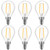 Energetic E12 Dimmable LED G16.5 Light Bulb 60 Watt Light Bulb 500 Lumens Candelabra Bulb for Chandeliers, Ceiling Fan, Vanity, Warm White 2700K Vintage Globe Light Bulb 6Pack