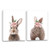 Girls Nursery Wall Art Bunny Rabbit with Pink Flower Crown Canvas Print Wall Decor Woodland Animal Posters Kids Room Set of 2 Bedroom Decoration Bunny Rabbit Pictures Framed Wall Art