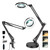 Magnifying Glass with Light and Stand, 2-in-1 Lighted Magnifying Glass 5X Magnifying Lamp, 3 Color Modes Stepless Dimmable Magnifier with Light and Stand & Clamp for Close Work (Adapter Included)