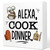 Alexa Cook Dinner Wooden Sign Desk Decor,Funny Kitchen Wood Sign Desk Decorations for Farmhouse Home Apartment Kitchen Shelf Table Decor
