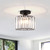 BUXVRCS Semi Flush Mount Ceiling Light, Modern Chandelier Crystal Ceiling Light Fixture,Small Close to Ceiling Light for Living Room Bedroom Hallway Bathroom Kitchen Entryway with E26 Base (Black)