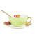 fanquare 7oz Coffee Cup and Saucer Set, British Porcelain Tea Cup with Spoon, Ceramic Coffee Mug, Light Green
