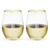 Twine Starlight Stemless Wine Glasses, 18 oz Festive Gold Rim Tumblers, Decorative Barware, Set of 2