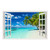 Erllsino Beach Seascape Wall Sticker Tropical Beach Fake Window Wall Stickers Palm Trees Faux Window Wall Decal Removable Blue Sea Beach Landscape Window View Wall Mural for Living Room