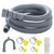 Elyfree Washer Drain Hose, 13 Feet Universal Washing Machine Drain Hose Flexible Dishwasher Drain Hose Extension Kits Corrugated Washer Hose w/ 1 Hose 4 Clamps 1 U-Bend Hose Holder