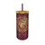 Silver Buffalo Harry Potter Gryffindor Floral Crest Plastic Tall Cold Cup with Lid and Straw, 20 Ounces