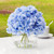 ENOVA FLORAL Silk Hydrangea Artificial Flowers in Vase with Faux Water, Blue Hydrangea Artificial Flowers with Vase Home Decor Indoor (Blue)